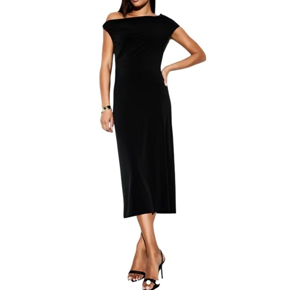 Old Navy The Occasion Black Jack Asymmetrical Midi Dress Twist One Shoulder M